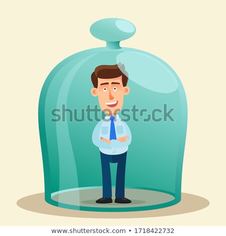 [[stock_photo]]: Man In Glass Bell Isolation From Coronavirus Quarantine From Vi