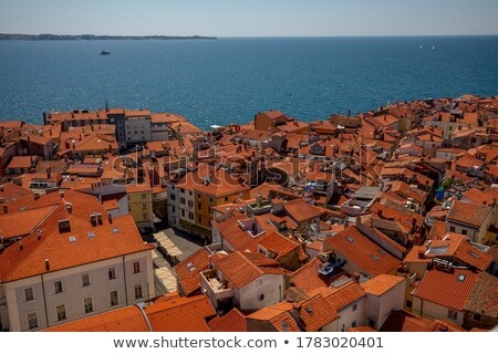 ストックフォト: Piran Rooftops Over Adriatic Sea In Slovenia