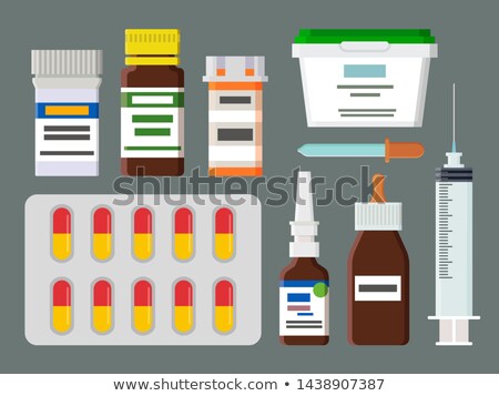 Stockfoto: Medicines Sterile Syringe And Jar Of Ointment Set