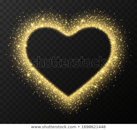 ストックフォト: Golden Hearts With Sparkles On Dark Background