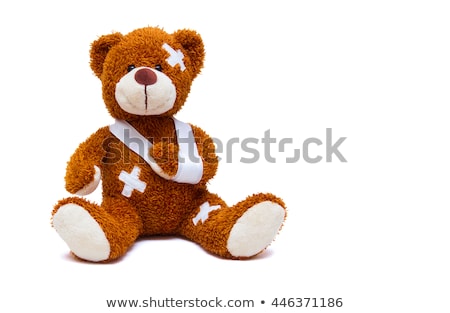 Stockfoto: Sick Teddy With Injury In Bed
