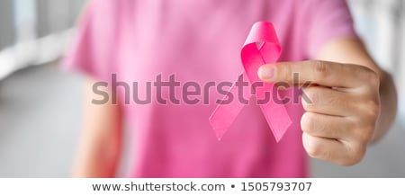 Stockfoto: Breast Cancer Doctor And Woman With Pink Awareness Ribbon