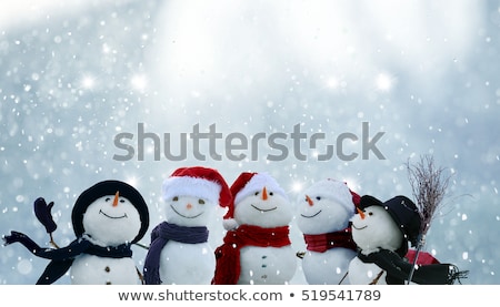 Stock fotó: Christmas Snowman And Fir Tree