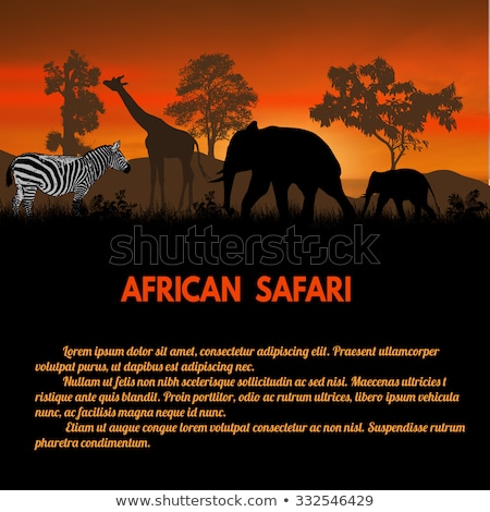 Stock fotó: African Safari Theme With Elephants