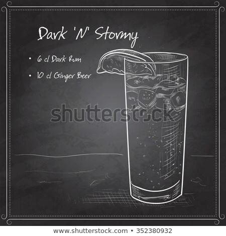 Stock photo: Cocktail Dark N Stormy On Black Board