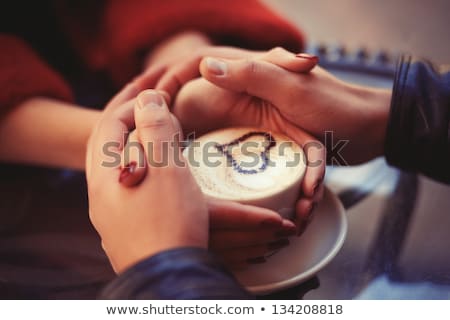 Black Coffee Espresso In Two Heart Shaped Cups Love Valentines Day Vintage Foto d'archivio © doodko