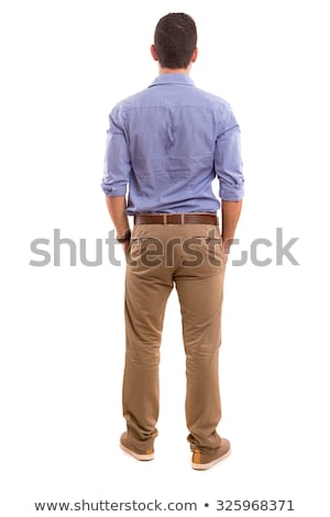 Stock fotó: Boy In Waiting Pose On White Background