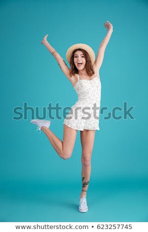 Сток-фото: Full Length Portrait Of Brunette Woman In Summer Wear Smiling An