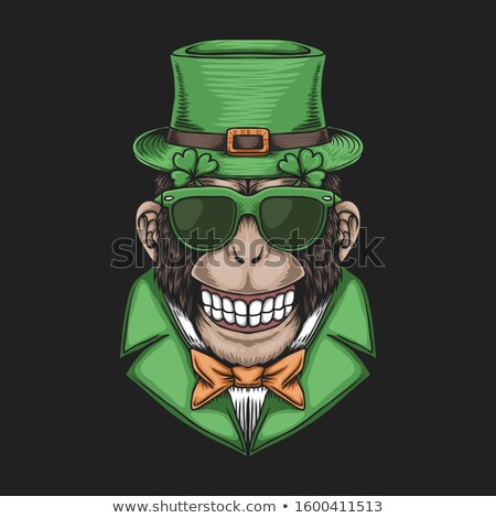 Foto stock: Cartoon Smiling Irish Chimpanzee