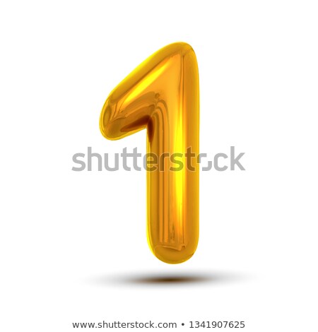 ストックフォト: 1 One Number Vector Golden Yellow Metal Letter Figure Digit 1 Numeric Character Alphabet Typogra
