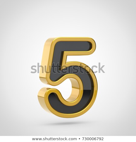 Stock fotó: Black Outline Font Number 5 Five 3d