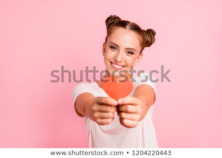 Foto stock: Valentines Day Concept 14 February Fashion Model Girl Isolated Over Yellow Background Beauty Sty