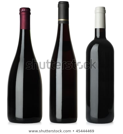 Stockfoto: En · fles · rode · wijn · geïsoleerd · op · wit · uitknippad