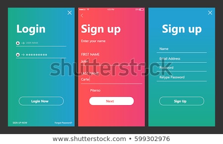 Stok fotoğraf: Modern Flat Green Login Form Ui Template Design