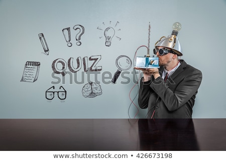 Stock fotó: Kissed Businessman With Question Sign Concept