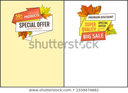 Foto stock: Autumn Half Price Advertising Emblems Foliage