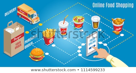 Stock photo: Burgers Color Isometric Icons