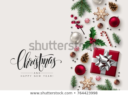 Merry Christmas Greeting Card With Bow Knot Vector Foto stock © Devor