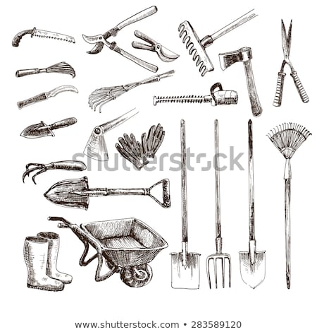 Stock fotó: Sketch With Garden Tools