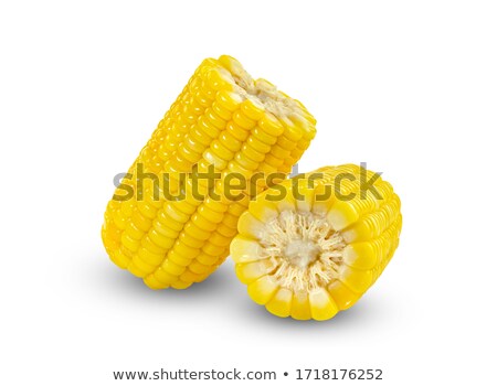 Foto stock: Cooked Corn Maize Cob Half On A Plate