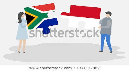 Foto stock: Indonesia And South Africa Flags In Puzzle