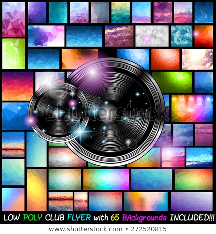 Stok fotoğraf: Vector Club Flyer With 65 Low Poly Backgrounds Included