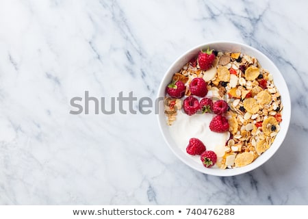 Сток-фото: Healthy Breakfast Fresh Granola Muesli In Bowl With Milk And Berries On A White Background