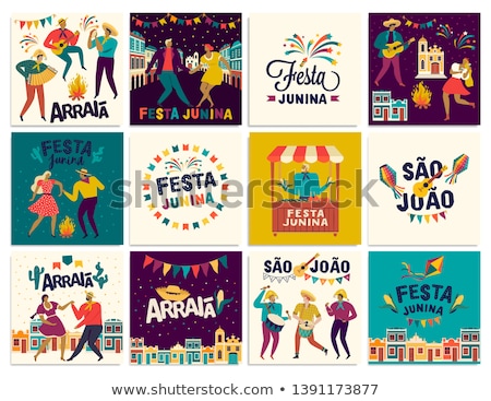 Foto stock: Festa Junina Latin American Holiday Festival Illustration