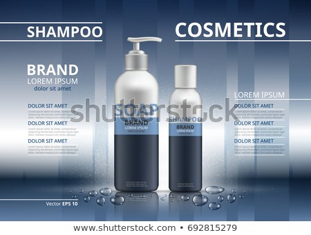 Foto stock: Cosmetics Vector Realistic Package Ads Template Hair Products Bottles Mockup 3d Illustration Spar