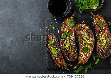 Stockfoto: Grilled Vegetables On Black Background Diet Vegan Food