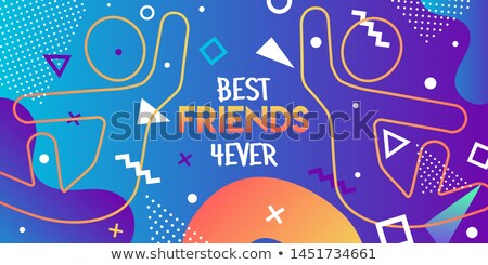 ストックフォト: Best Friends Card Of Retro 90s Friend High Five