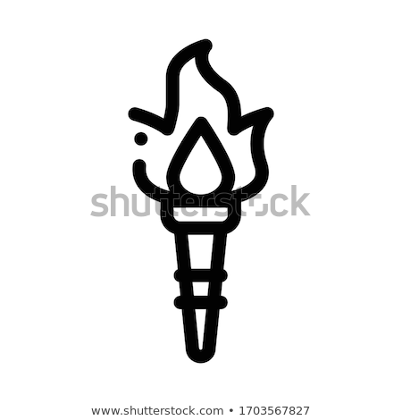 Zdjęcia stock: Greek Fire Torch Icon Vector Outline Illustration