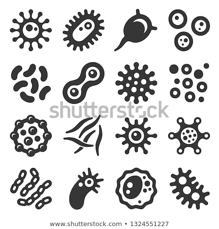 Foto stock: Microscopic Viruses Bacteria Collection Set Vector