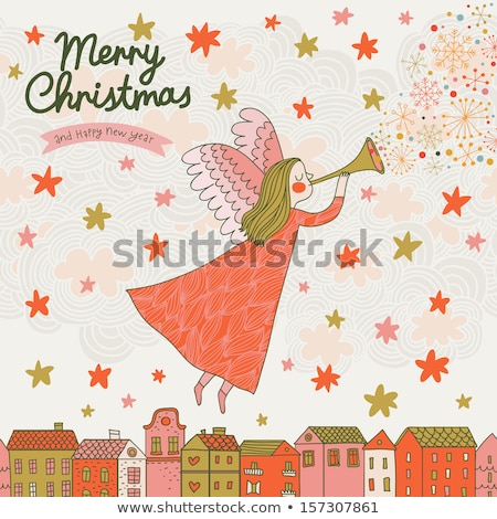 Foto stock: Whimsical Cartoon Angel Flying