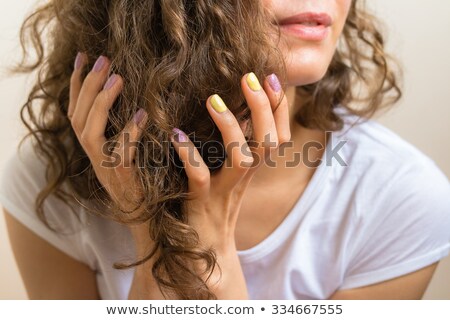 Сток-фото: Fashion Girl Model Brunette Woman With Shiny Curly Silky Hair I