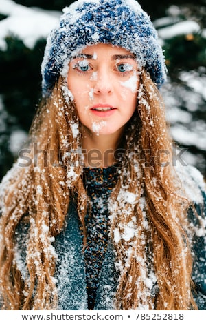 Foto stock: Portrait Of Beautiful Girl With Frost On Face