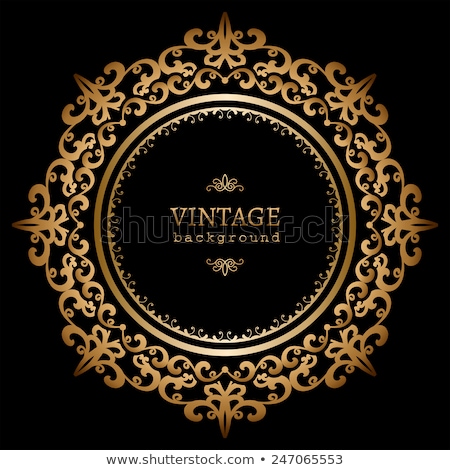 Сток-фото: Elegant Golden Frame Banner With Ornate Wallpaper Background