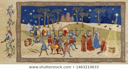 ストックフォト: 齢者の中世の兵士の祈り