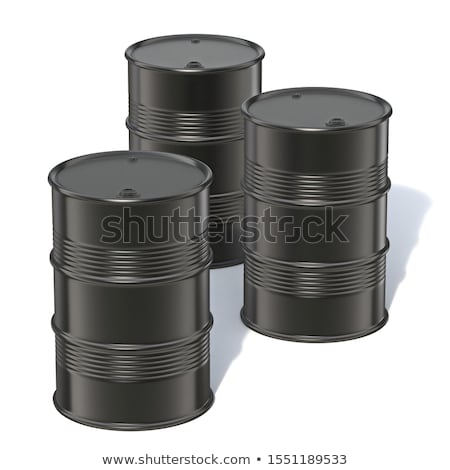 Three Black Metal Of Oil Barrels Isolated On White Background Foto stock © djmilic