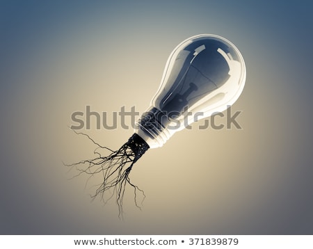 Foto stock: Light Bulb With Roots And Emerged On The Icon With Roots