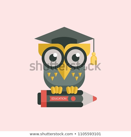 Foto stock: Owl Professor Holding Books