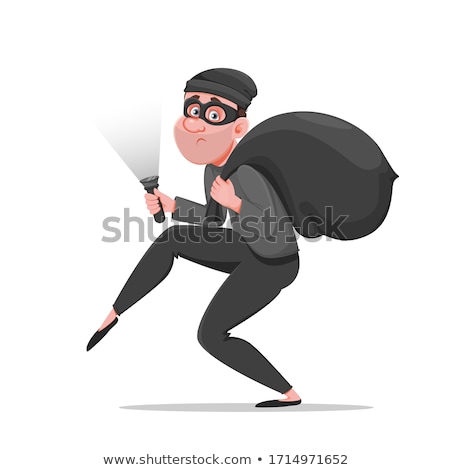 Stockfoto: Thief Or Burglar Criminal Cartoon Character