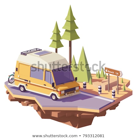 Vector Low Poly Rv Camper Van Zdjęcia stock © tele52