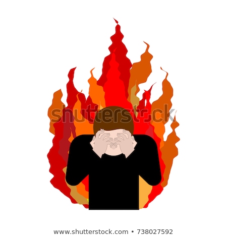 Stok fotoğraf: Sinner On Fire Omg Cover Face With Hands Despair And Sufferin