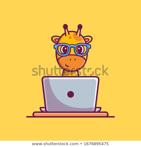 Сток-фото: Child In Glasses At The Laptop Vector Isolated Illustration