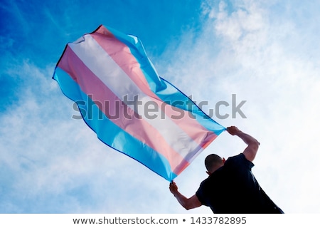 Zdjęcia stock: Young Person With A Transgender Pride Flag