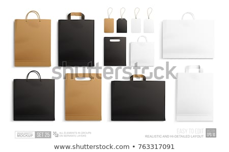 ストックフォト: White And Black Paper Bag Package Illustration