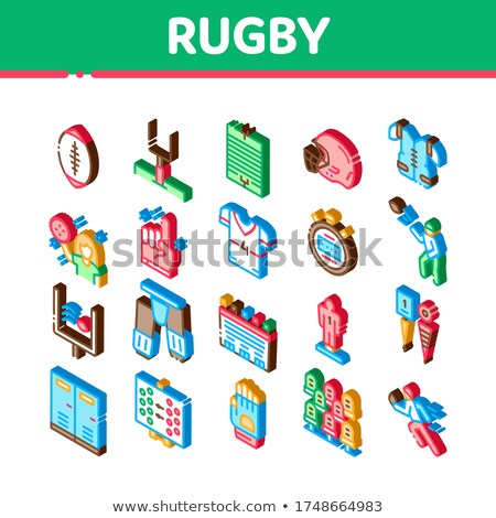 Rugby Sport Game Tool Isometric Icons Set Vector Foto stock © pikepicture