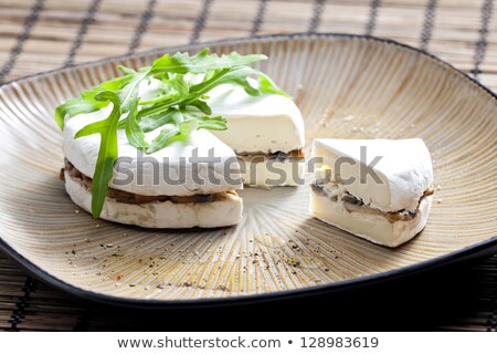 Foto stock: Cheese Brie Filled With Roasted Mushrooms