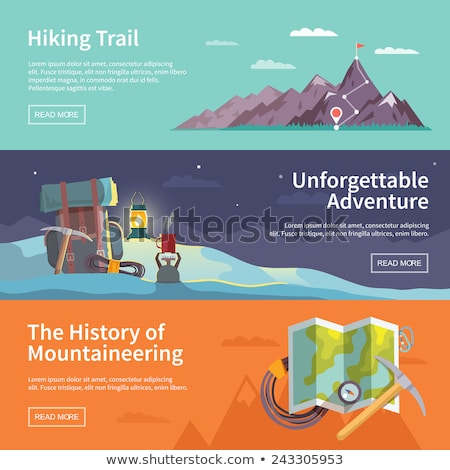 Сток-фото: Flat Design Vector Illustration For Rock Climbing Ice Axe